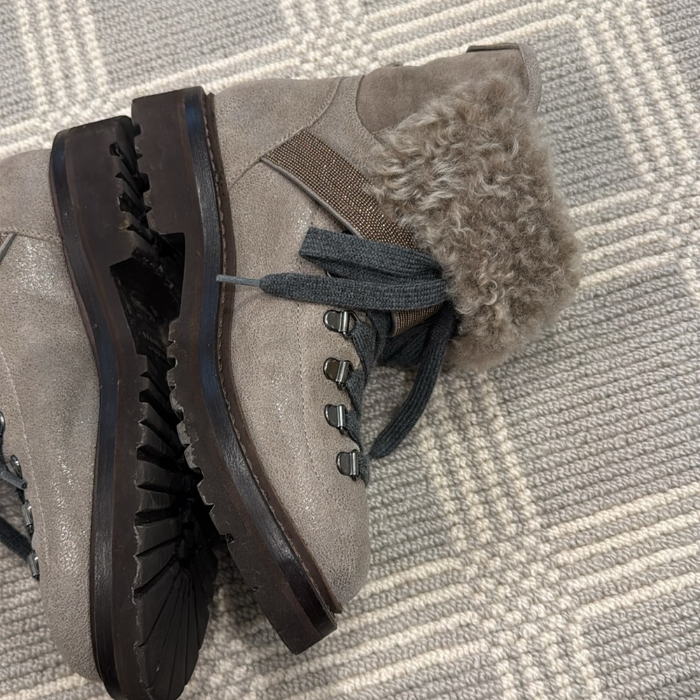 Brunello Cucinelli Buffered Leather Shearling Boo… - image 5